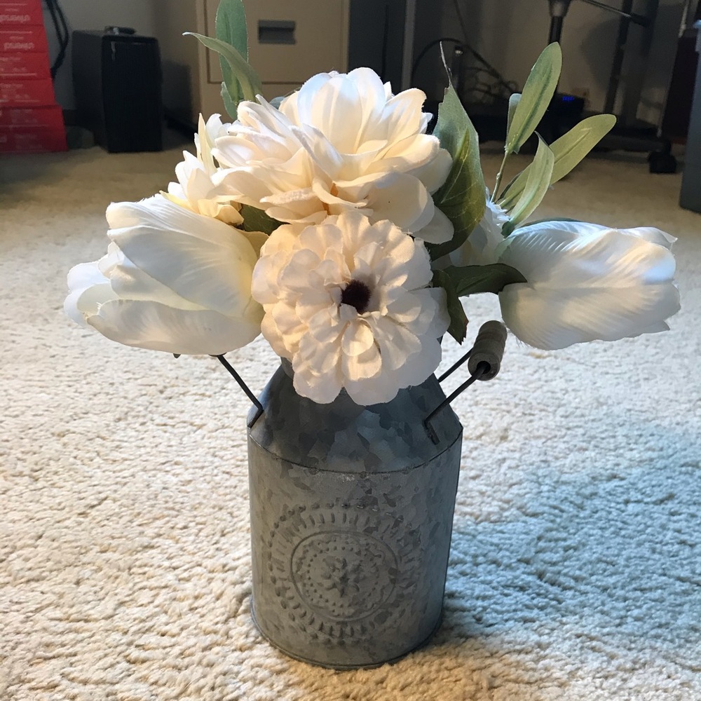Galvanized Milk Can Flower Decor Arrangement